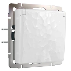 Изображение Розетка влагозащищенный с заземлением с крышкой и шторками Hammer (белый) W1271201